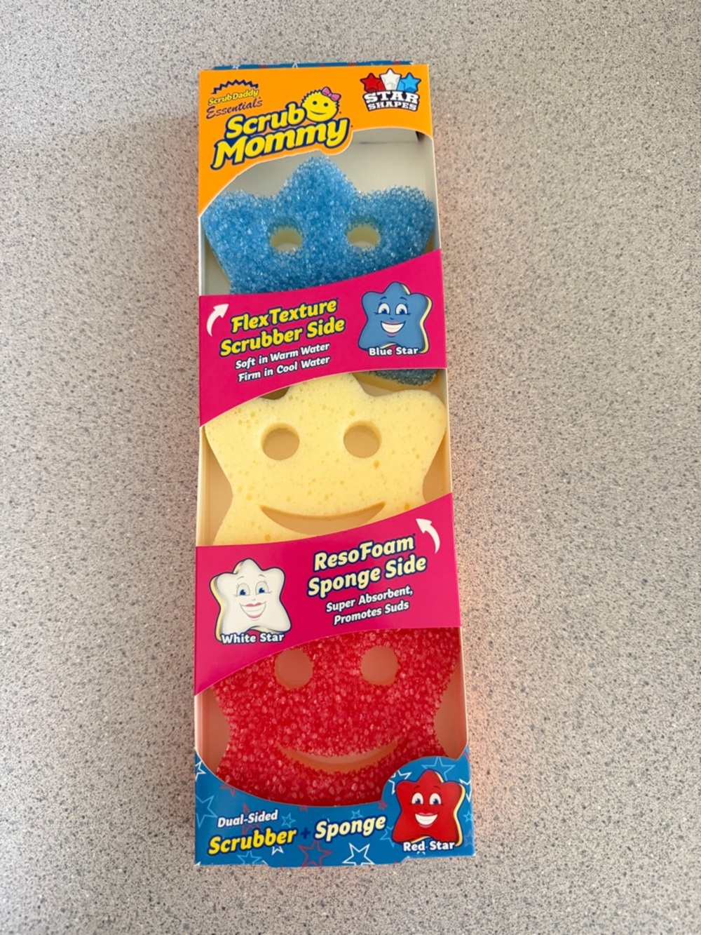 New Scrub Daddy Mommy Special Edition Star Shapes USA 3pk Red White Blue